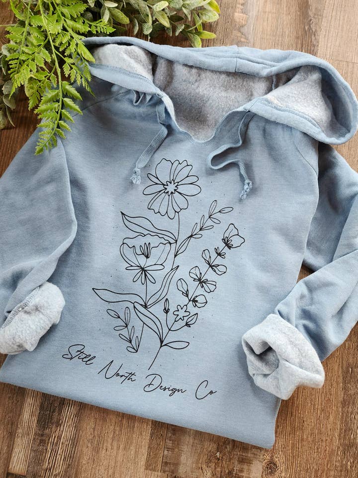 WILDFLOWER COZY V NECK HOODIE for wholesale by Still North Design Co