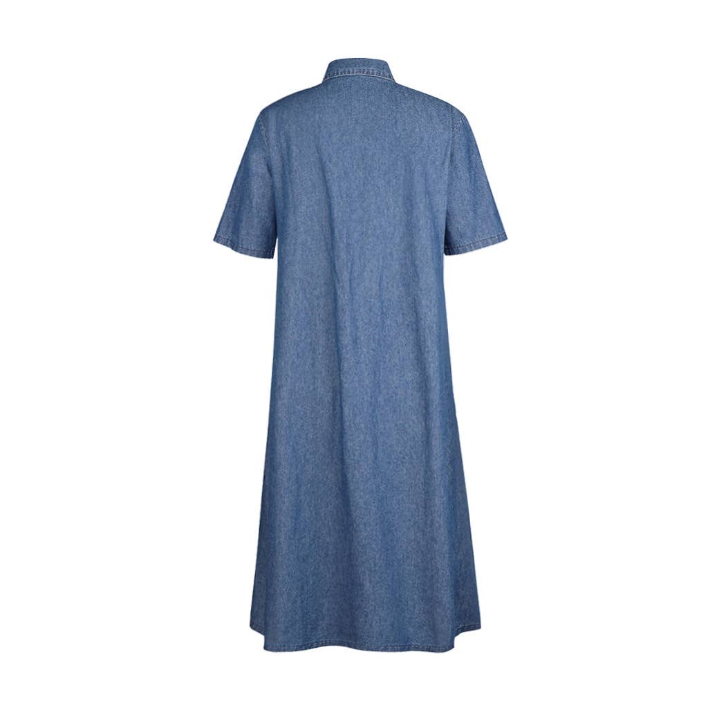 EmberLoom - Wholesale Dress - Women's - Women's Long Denim Dress with Button Front 5