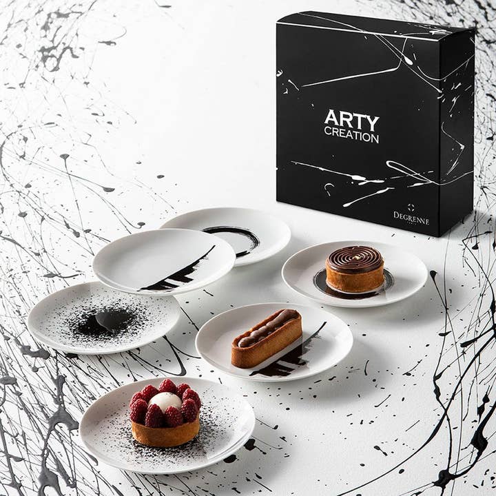 ARTY CREATION WHITE - ASSIETTES RONDES 20,3 cm (boîte cadeau de 6) pour la vente par Degrenne Paris