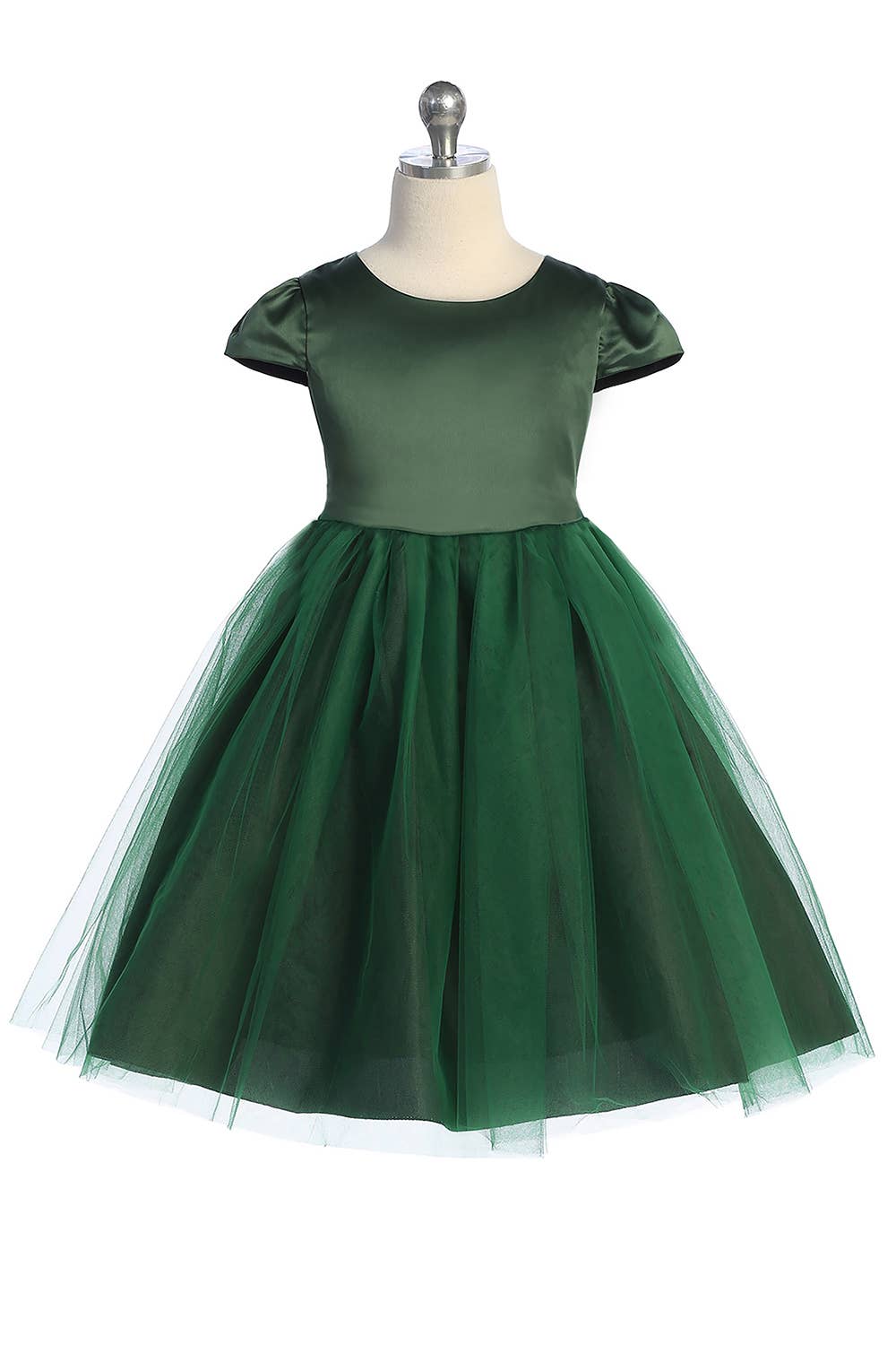 Kid's Dream - Wholesale Dress - Kids - Capped Sleeve Satin & Tulle Girls Dress with Plus Sizes4