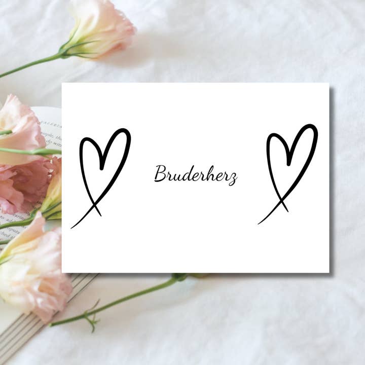 Herzkarte mit Bruderherz Postkarte mit Herz in weiß für den Großhandel von FreelingVenture