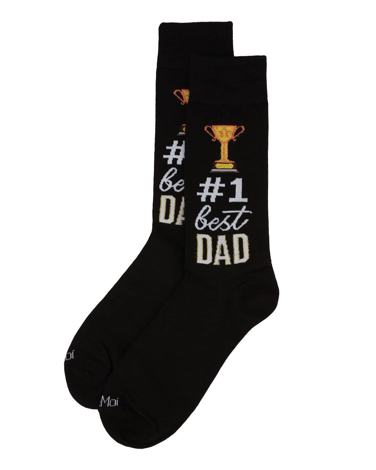 Black MeMoi #1 Dad Mens Bamboo Crew Sock for wholesale on Faire2