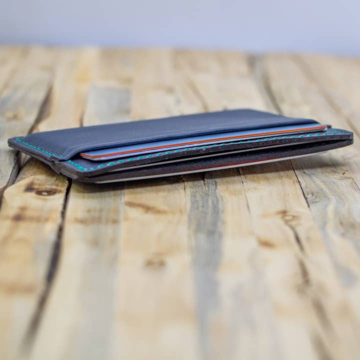 Twin Engine Coffee – wholesale Kortfodral - Unisex – Läderkortplånbok - Deep Ocean - Artisan Fair Trade9