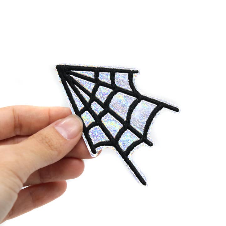 Project Pinup – Engroshandel Patch – Sølv Glitter Holografisk Spider Web Jern på Vinyl Patch4
