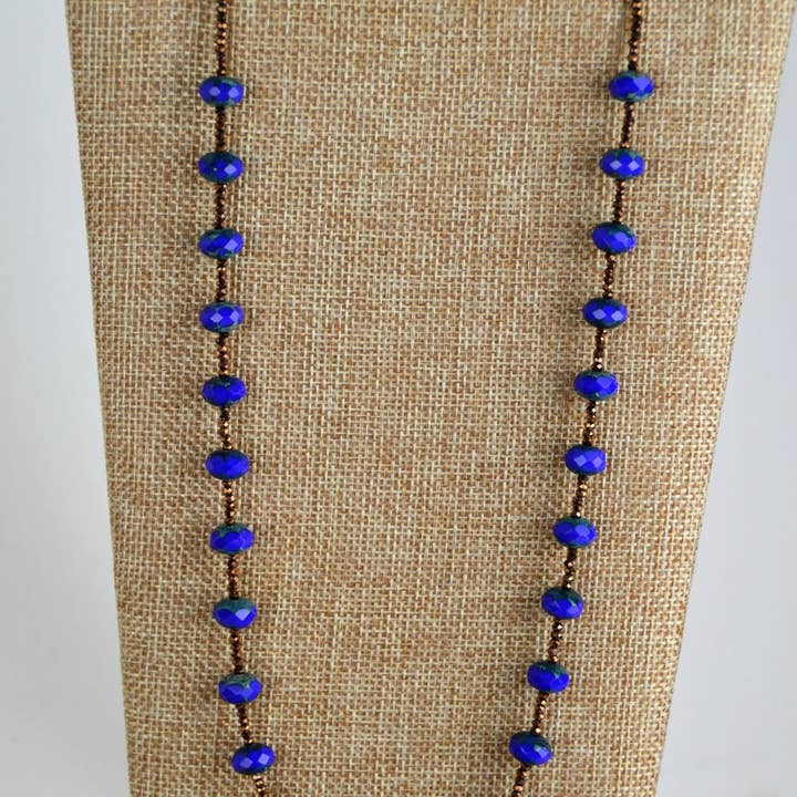 Casa Kira - Wholesale Beaded/Pearl Necklace - Cobalt Blue, Princess Length, Boho Necklace3