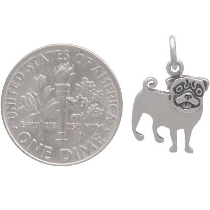 SEA STAR TRADING - Wholesale Individual Charm/Pendant - Sterling Silver Pug Dog Charm