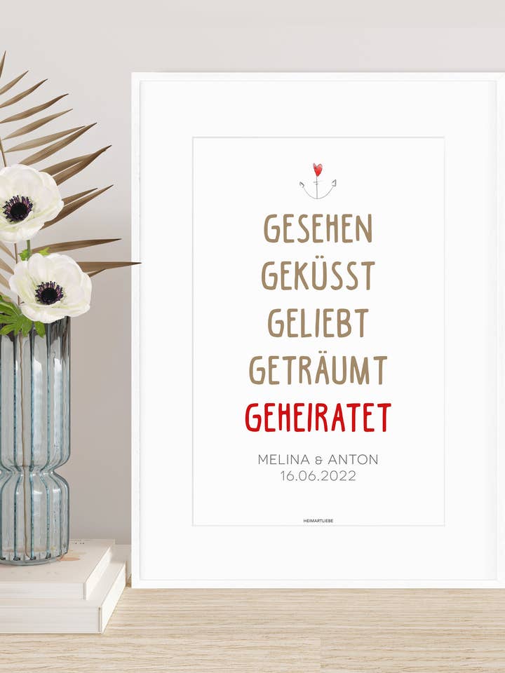 BRUILOFT - GEZIEN, GEKUST, GELIEFD, GEDROOMD, GETROUWD voor wholesale door HEIMARTLIEBE®