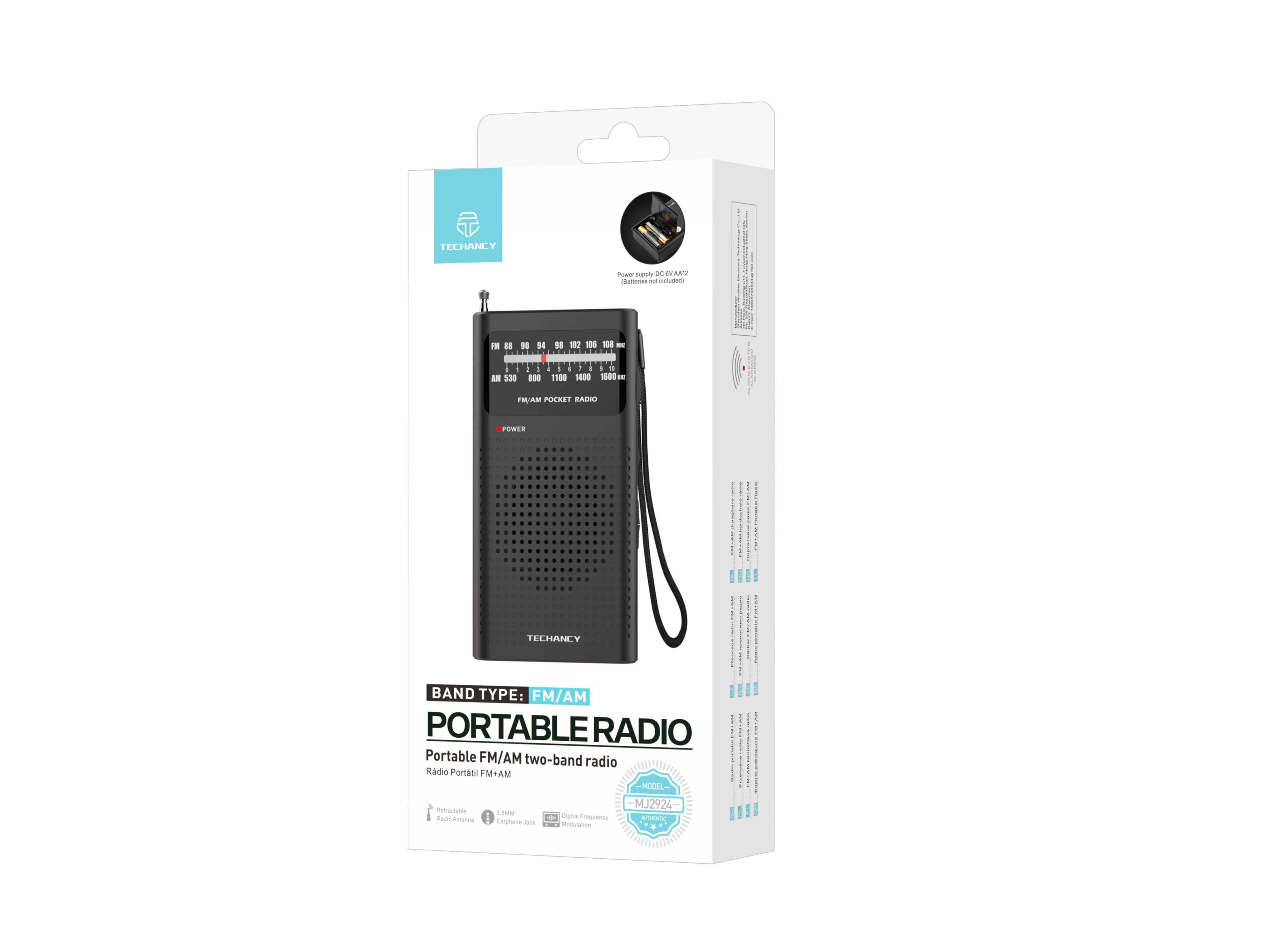 TECHANCY - Wholesale Portable Charger - Techancy MJ2924 Portable FM AM Radio with Manual Tuning, 3.52