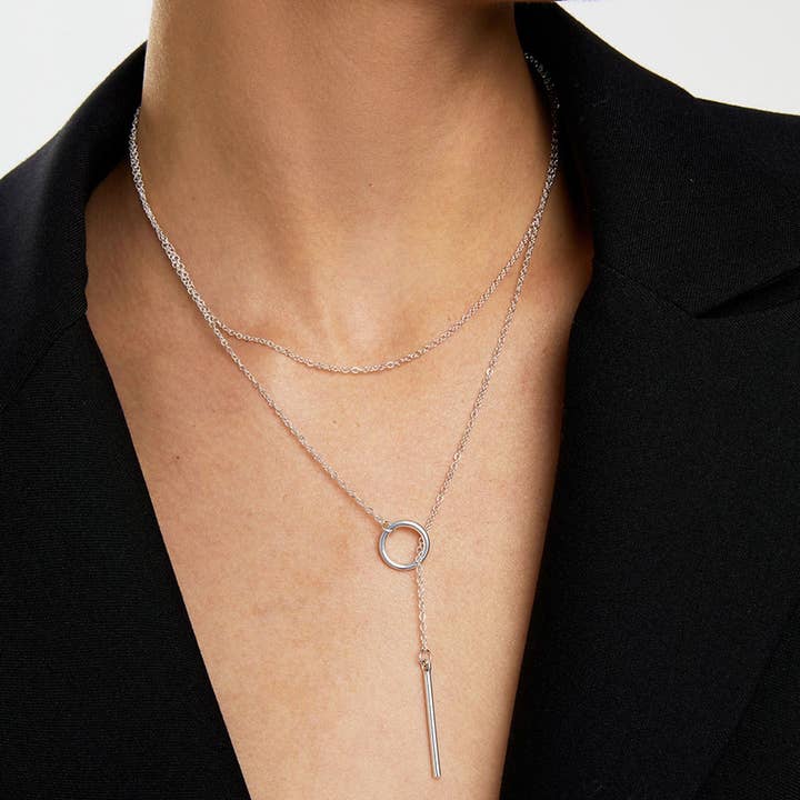 Colar - Colar com pendente em forma de Y com franjas geométricas por atacado de Eagle Crest Industries Inc.