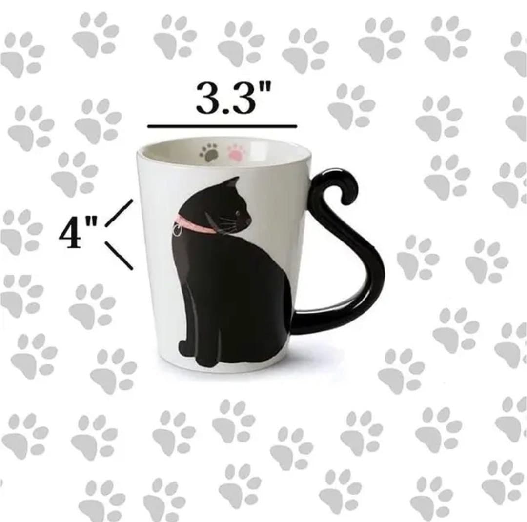 Green Pastures Wholesale - Vendita all'ingrosso Tazza - Tazza da caffè in ceramica con manico a coda di gatto nero7