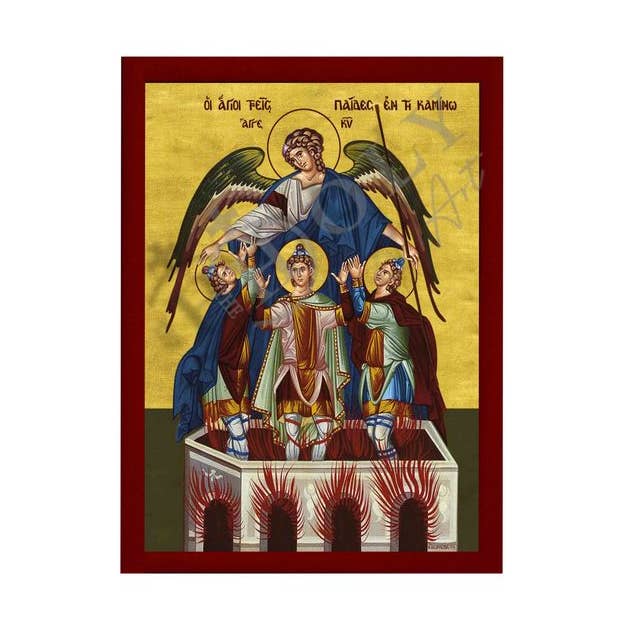Saint Holy Three Children in the Furnace icon, Handmade Greek Orthodox icon, Byzantine art wall hanging icon plaque, religious gift for wholesale by TheHolyArt