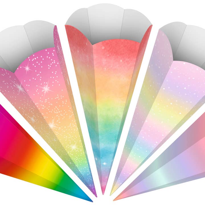Cones escolares "Arco-íris", altura 68 cm, diâmetro 20 cm por atacado de URSUS® / Buntpapierfabrik Ludwig Bähr GmbH & Co. KG
