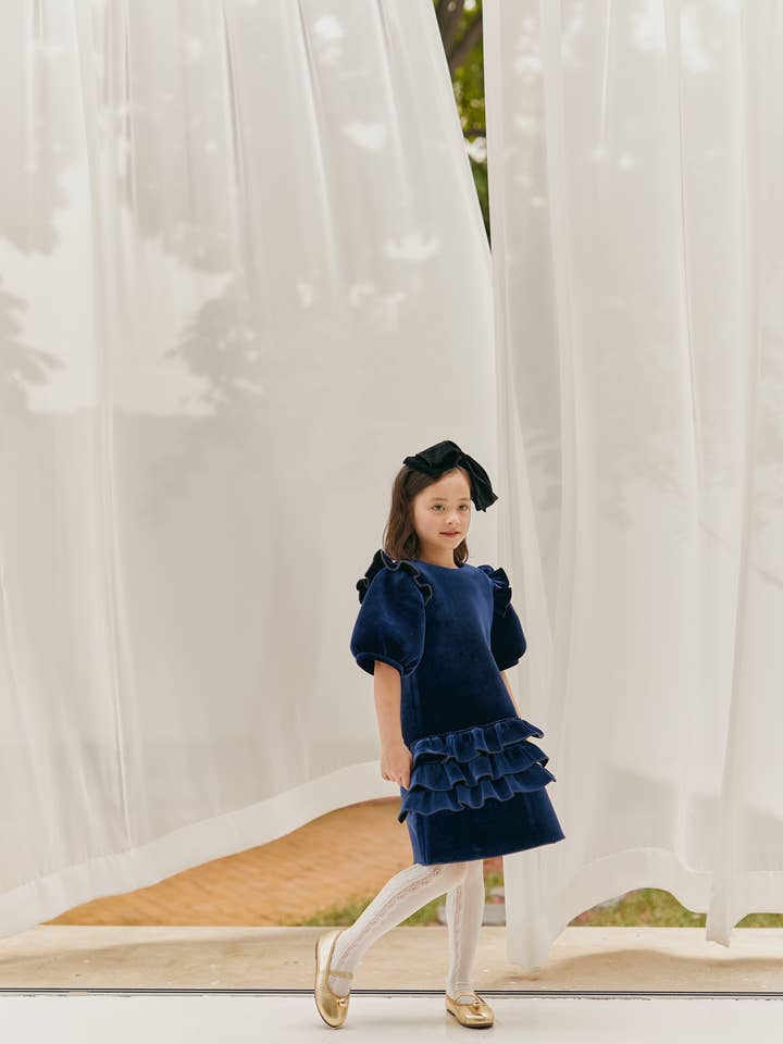 Tina Dress in Navy for wholesale by IMOIMO KIDS