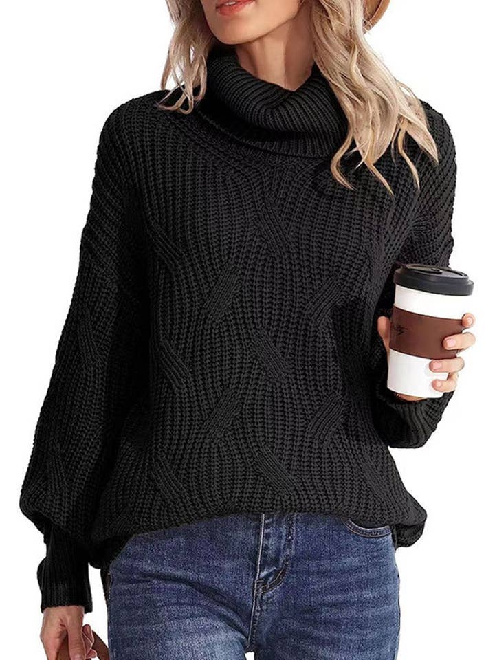 Wholesalesir - Wholesale Knit Sweater - Women's - Solid Color Pullover High Neck Knit Sweater4