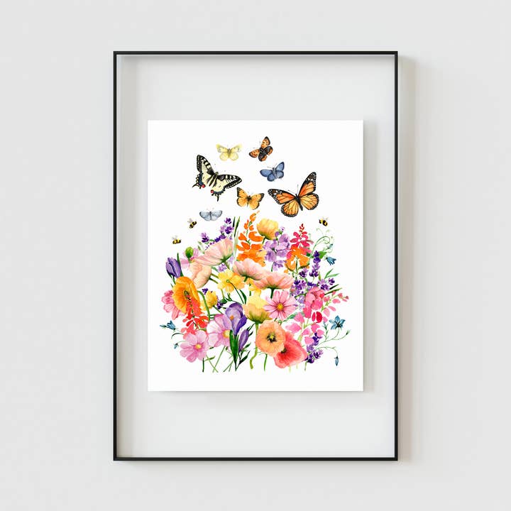 NorthHouse Creative Co. - Wholesale Art Print - Butterfly Florals Watercolor Painting Art Prints7