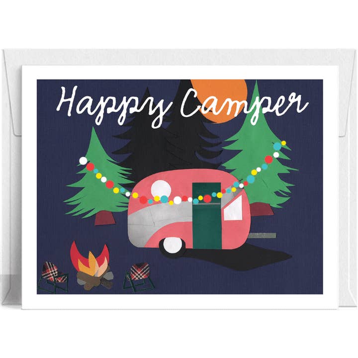 Tarjeta de Felicitación de Camping "Happy Camper" Pack de 8 para venta al por mayor de Lilybart LLC