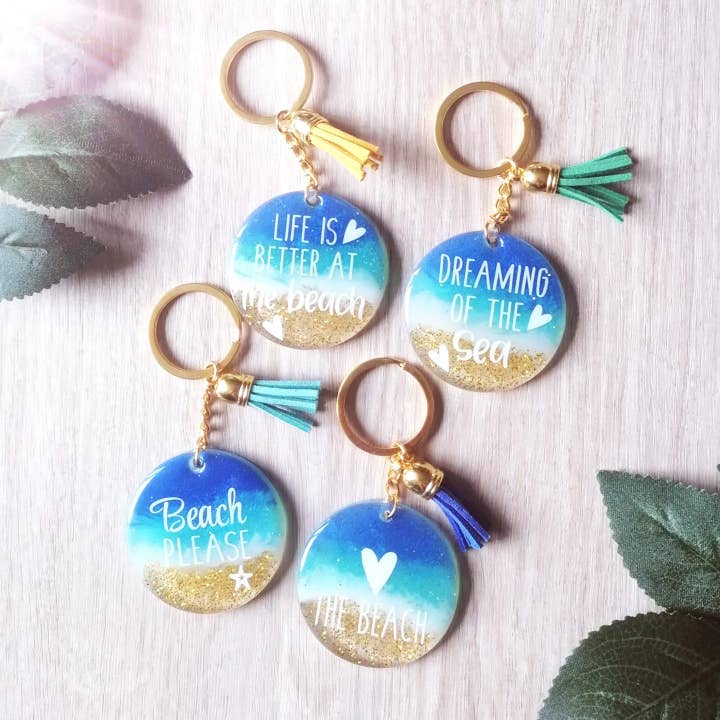 Beach Theme resin keyring 4 styles - beach lover gift for wholesale by HEATHER'S HOME