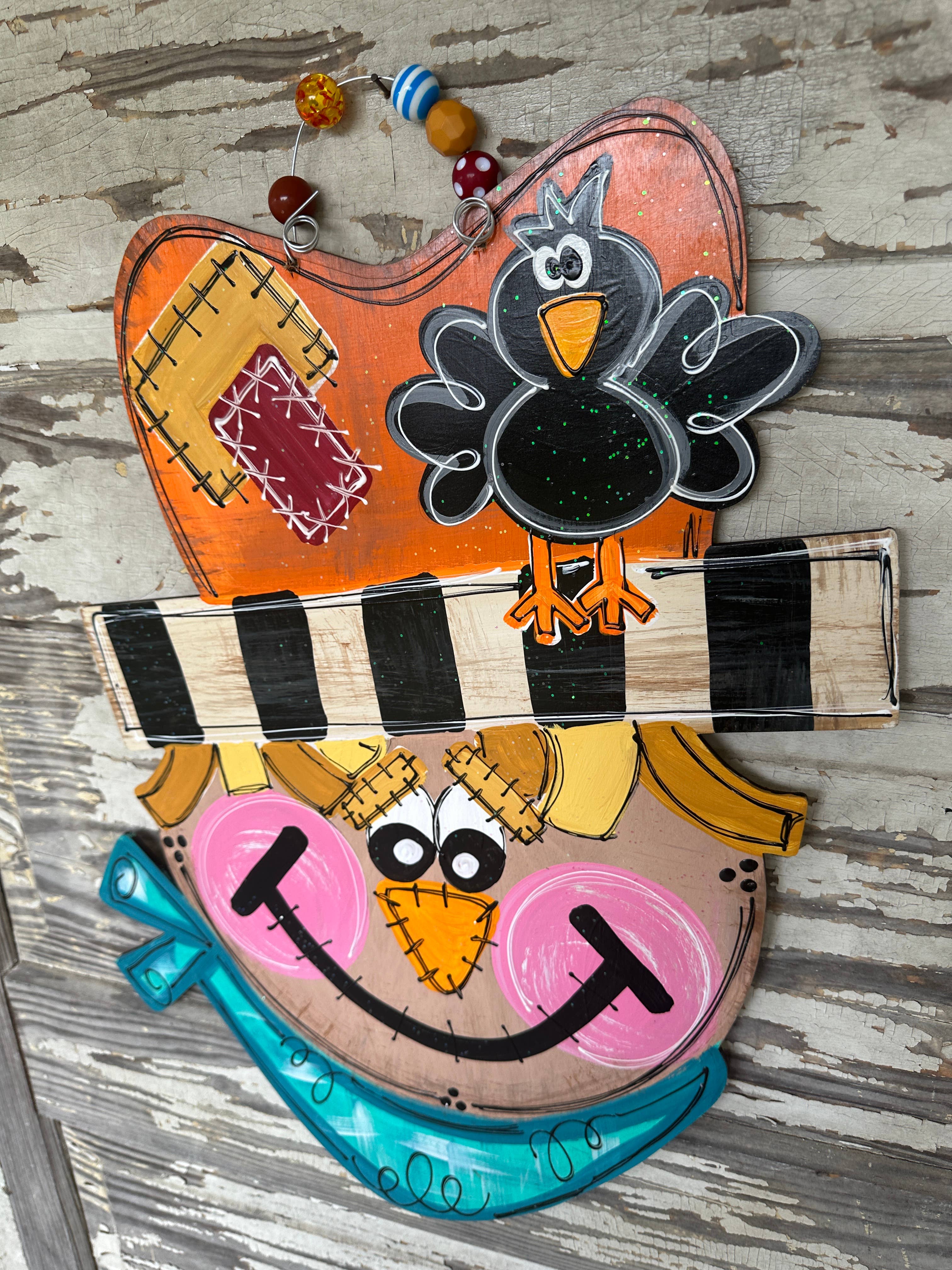 Queen of My Castle Designs – Cabide de porta por atacado – Cabide Porta Scarecrow - Decorações Queda - Cabide2