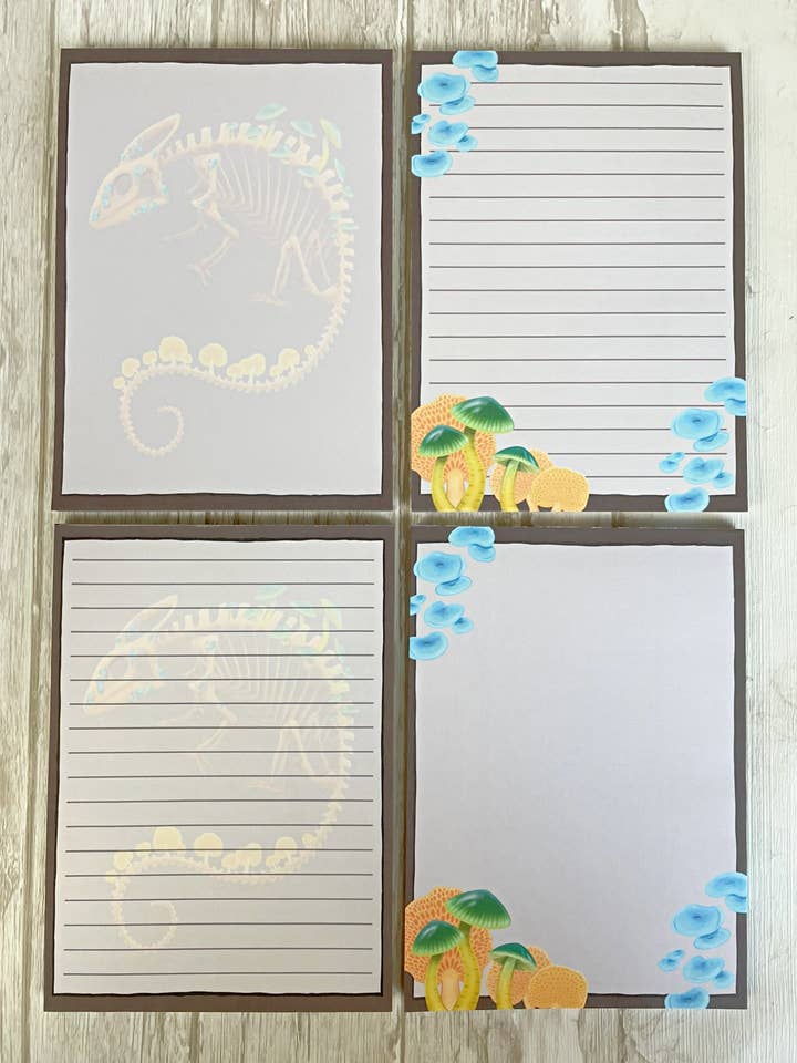 Fungal Chameleon Skeleton - 5x 7 Note Pads for wholesale by Two Twisted Dragons