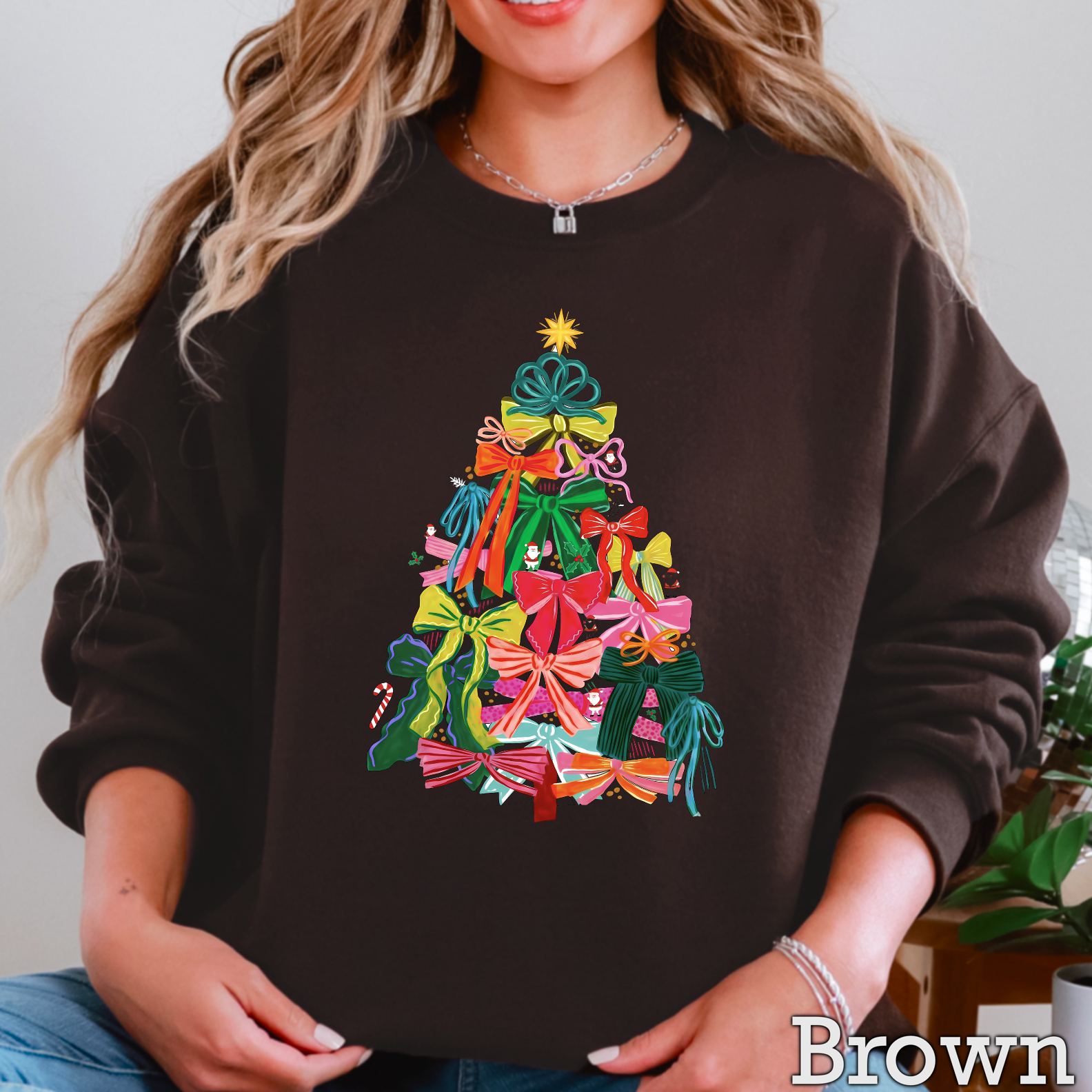 Shoppe SHC - Wholesale Graphic Sweatshirt - Women's - Bow Christmas Tree Christmas Sweatshirt | Gildan 10