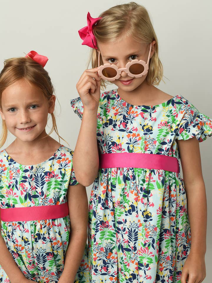 Minna - Wholesale Dress - Kids - Ruffle Sleeve Classic Party Dress - Vibrant Florals 17