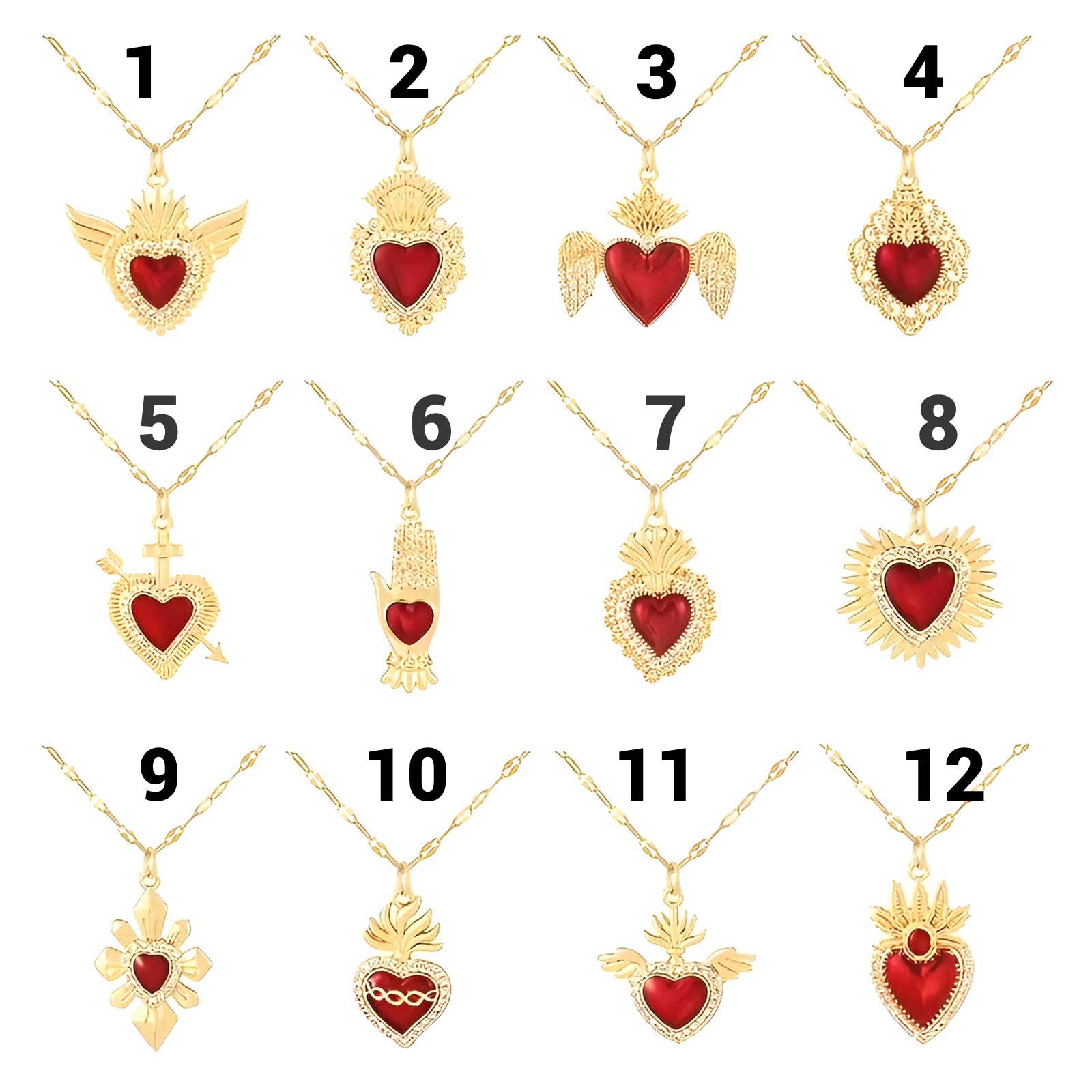 Wild & Free - Wholesale Pendant/Charm Necklace - Collares de Sagrado Corazón en acero chapado en oro de 18k1