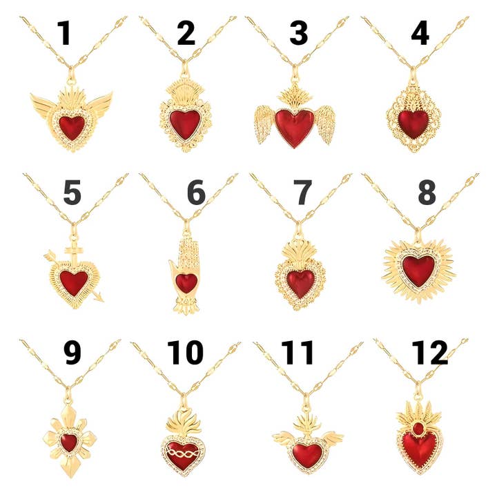 Wild & Free - Wholesale Pendant/Charm Necklace - Collares de Sagrado Corazón en acero chapado en oro de 18k1