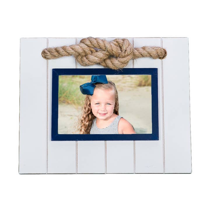 Beachcombers - Vente Cadres photos - Cadre photo blanc et bleu marine avec corde 10 cm x 15 cm0