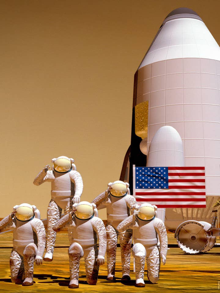 Artist's Rendering of Future Exploration of Mars and the Space Station for wholesale by Print Collection