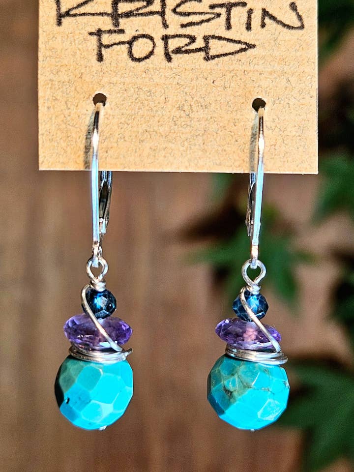 Orecchini in Turchese, Ametista e Topazio Blu di Londra (EBL7525) per la vendita all'ingrosso da parte di KRISTIN FORD Jewelry With Meaning