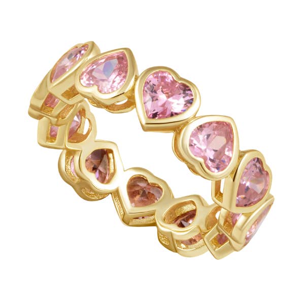 Bague Bezel Heart Pink pour la vente par Sahira Jewelry Design