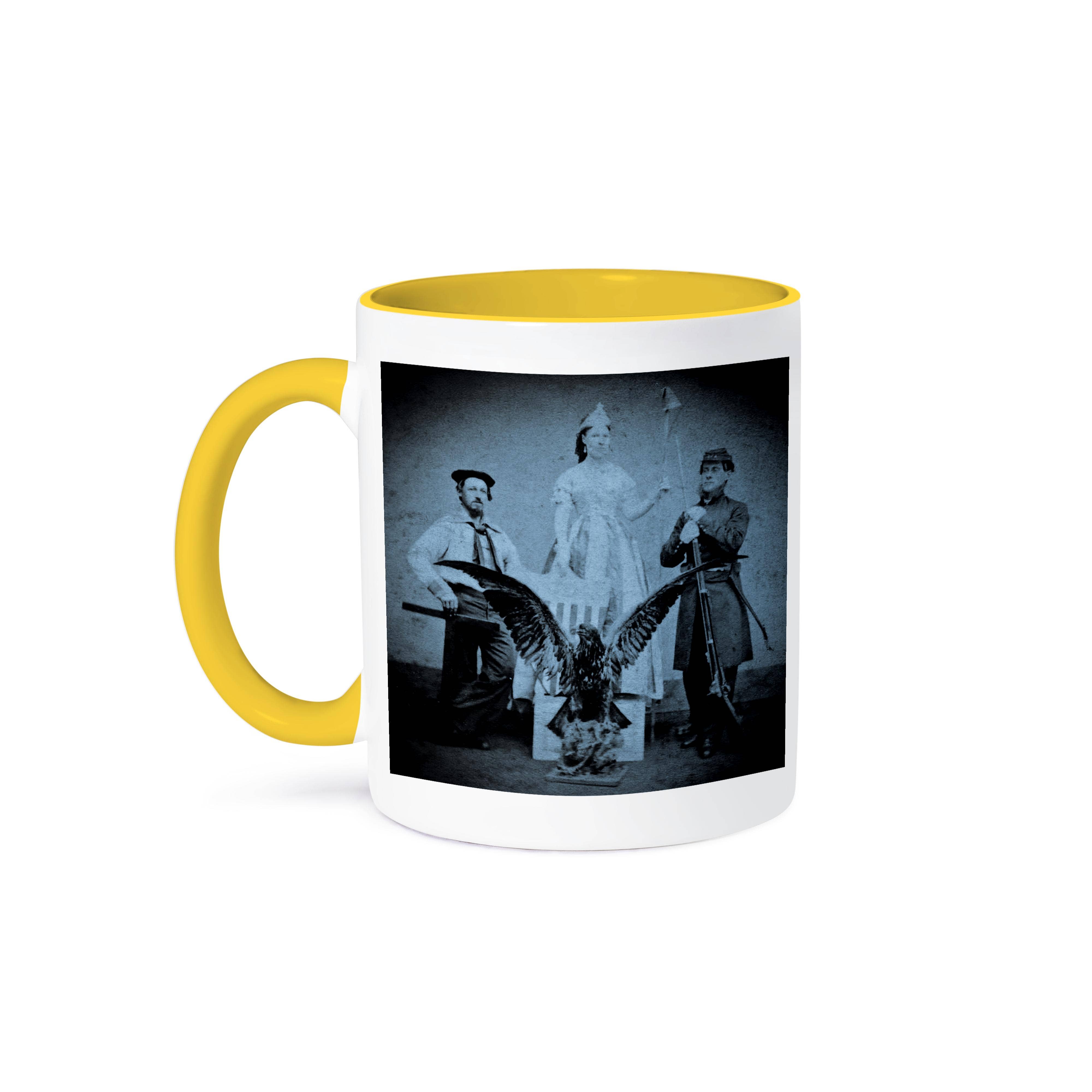 3dRose - Wholesale Coffee Mug - 3dRose, American Civil War Union Soldier and Sailor and Lady Liberty Cyan Tone, Mug0