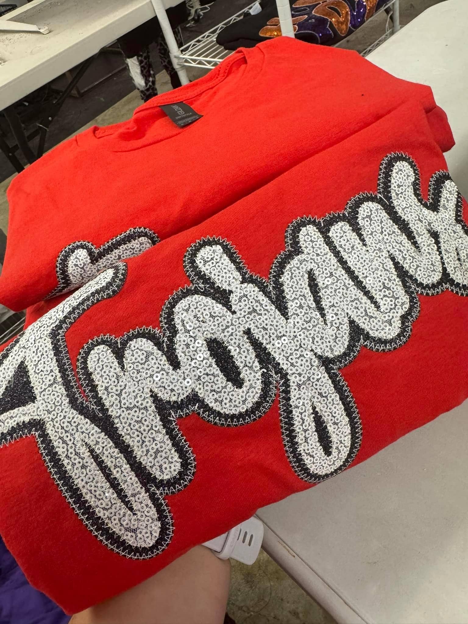 Shop Southern Belle - Wholesale T-Shirt - Women's - Game Day Custom School Spirit Wear Real Sequins Short Sleeve2