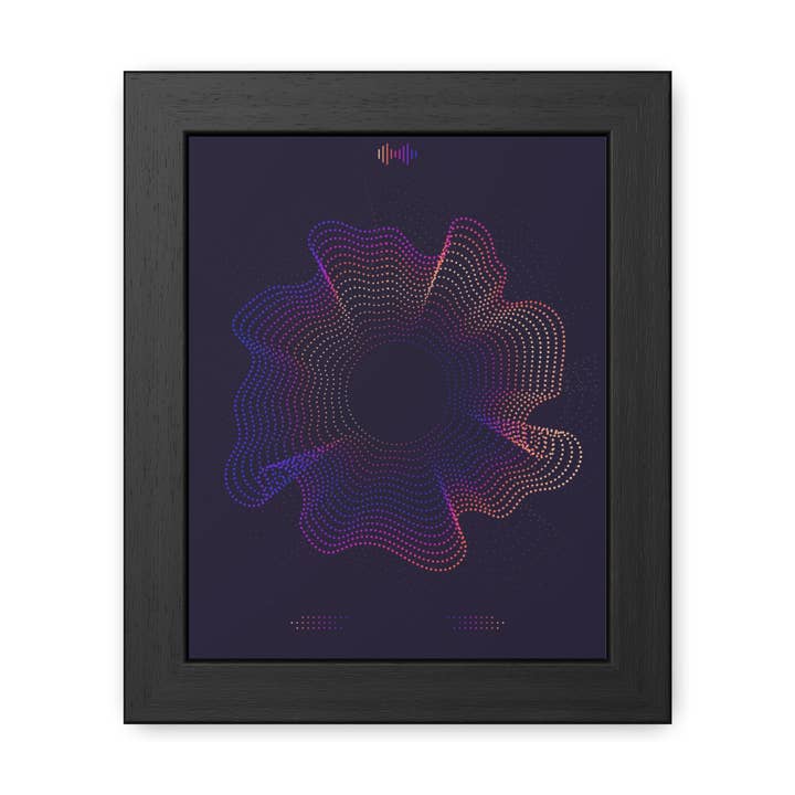 Sound Nova 2 - Affiche Encadrée Vague Abstraite Vibrante - Art Mural Moderne pour les Amoureux de Musique pour la vente par Donkey Laserbeam