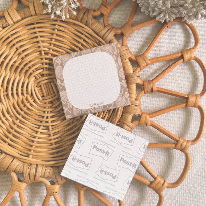 Bujo Bae - Wholesale Sticky Notes - BAE Protea in Latte | Post It Note1