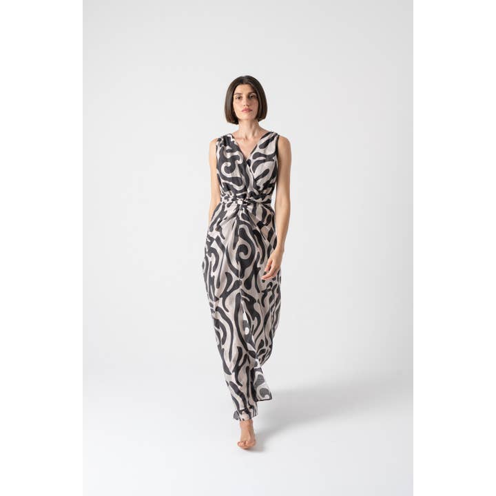 Robe portefeuille Serpente en imprimé Savannah pour la vente par LUXMII