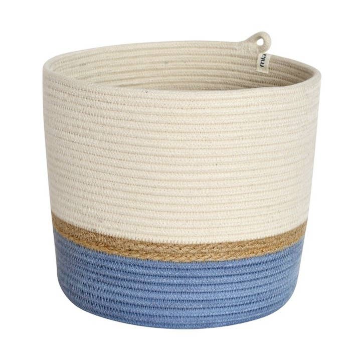 Cylinder Basket - Jute and Blue-Grey for wholesale by Mia Mélange
