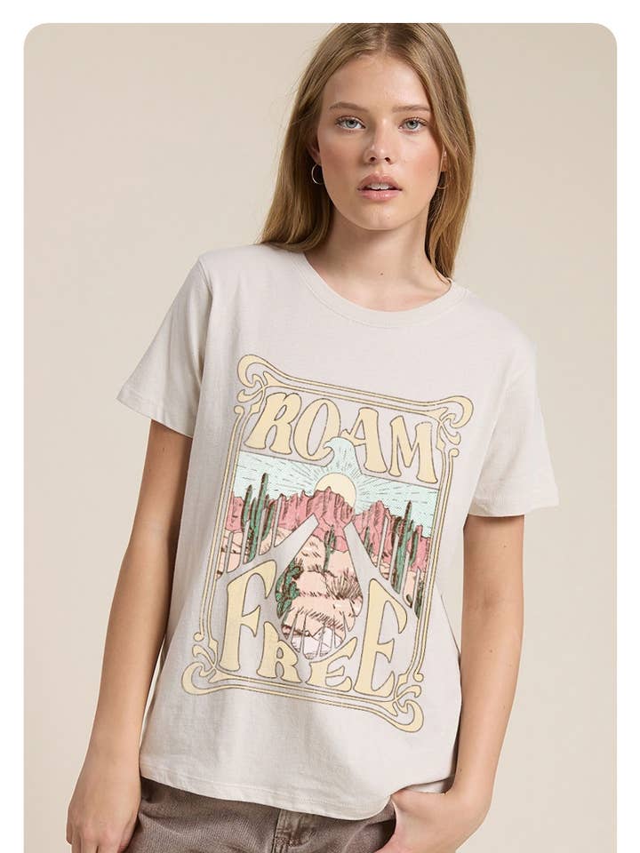 Roam Free Thunderbird Desert Graphic Premium Cotton Reg Tee for wholesale by Zutter