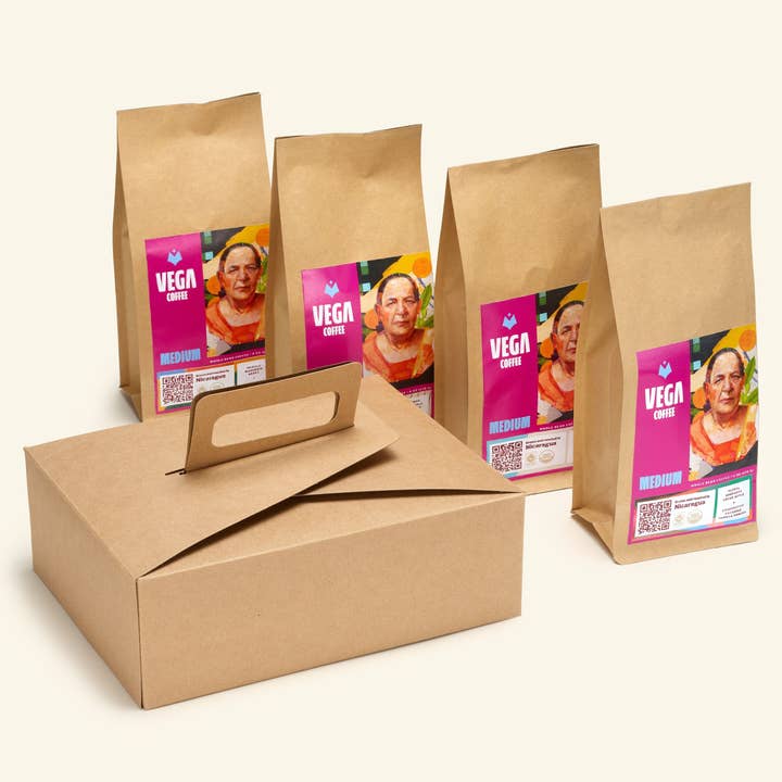 Boîte d'échantillonnage Finca, mouture moyenne - sacs de 4 x 6 oz (paquet de 2) pour la vente par Vega Coffee