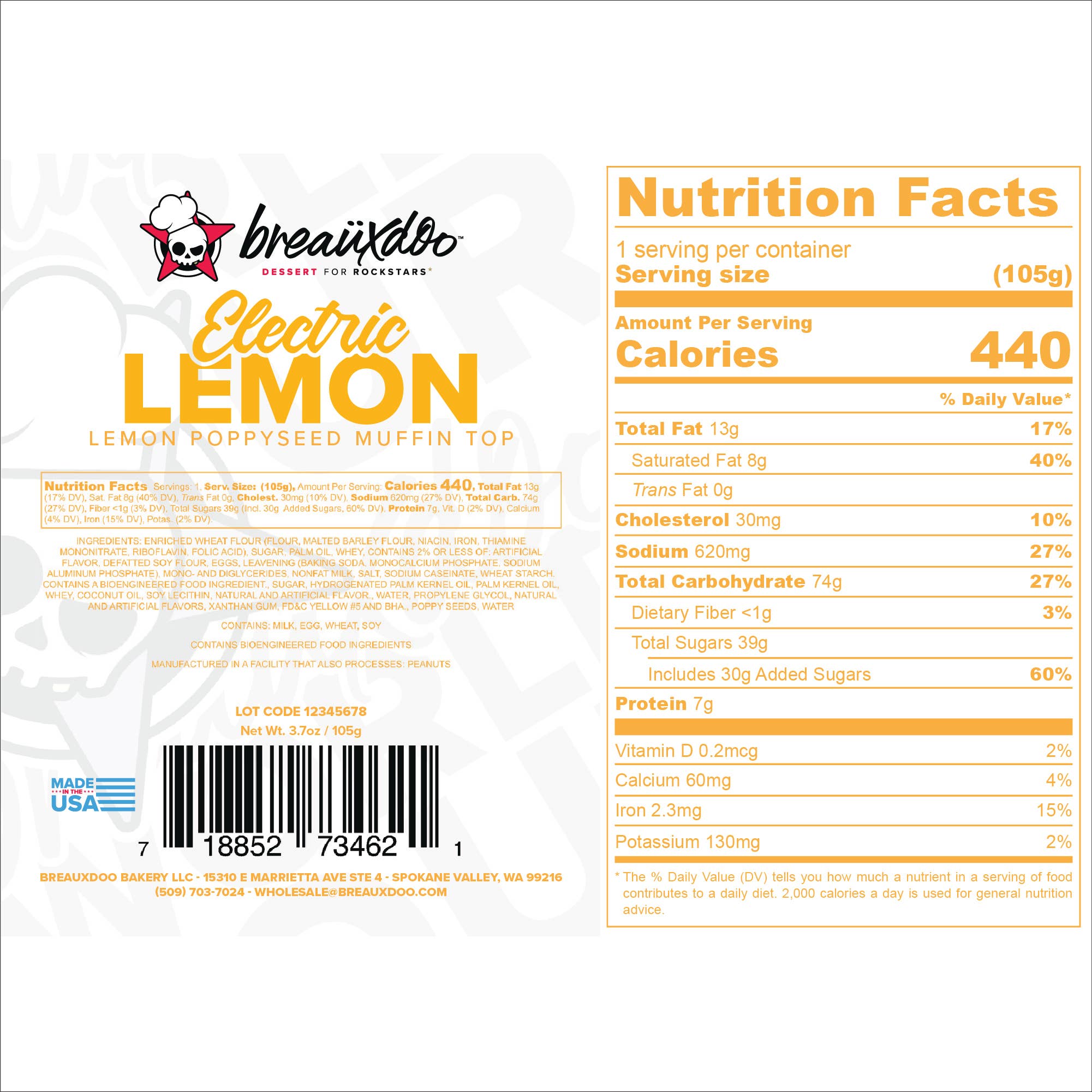 Breauxdoo Bakery - Wholesale Snack Bar - Electric Lemon Muffin Top3