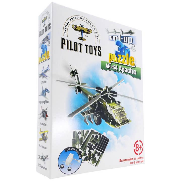 Pilot Toys – wholesale Pussel - Barn – 12 flygplan Wind-Up 3D-pussel med displaybox