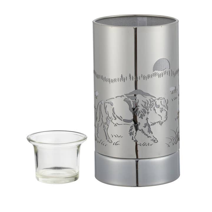 Peterson Housewares & Artwares - Wholesale Wax Warmer - 7" Touch lamp/Oil burner/Wax warmer-Silver Bison