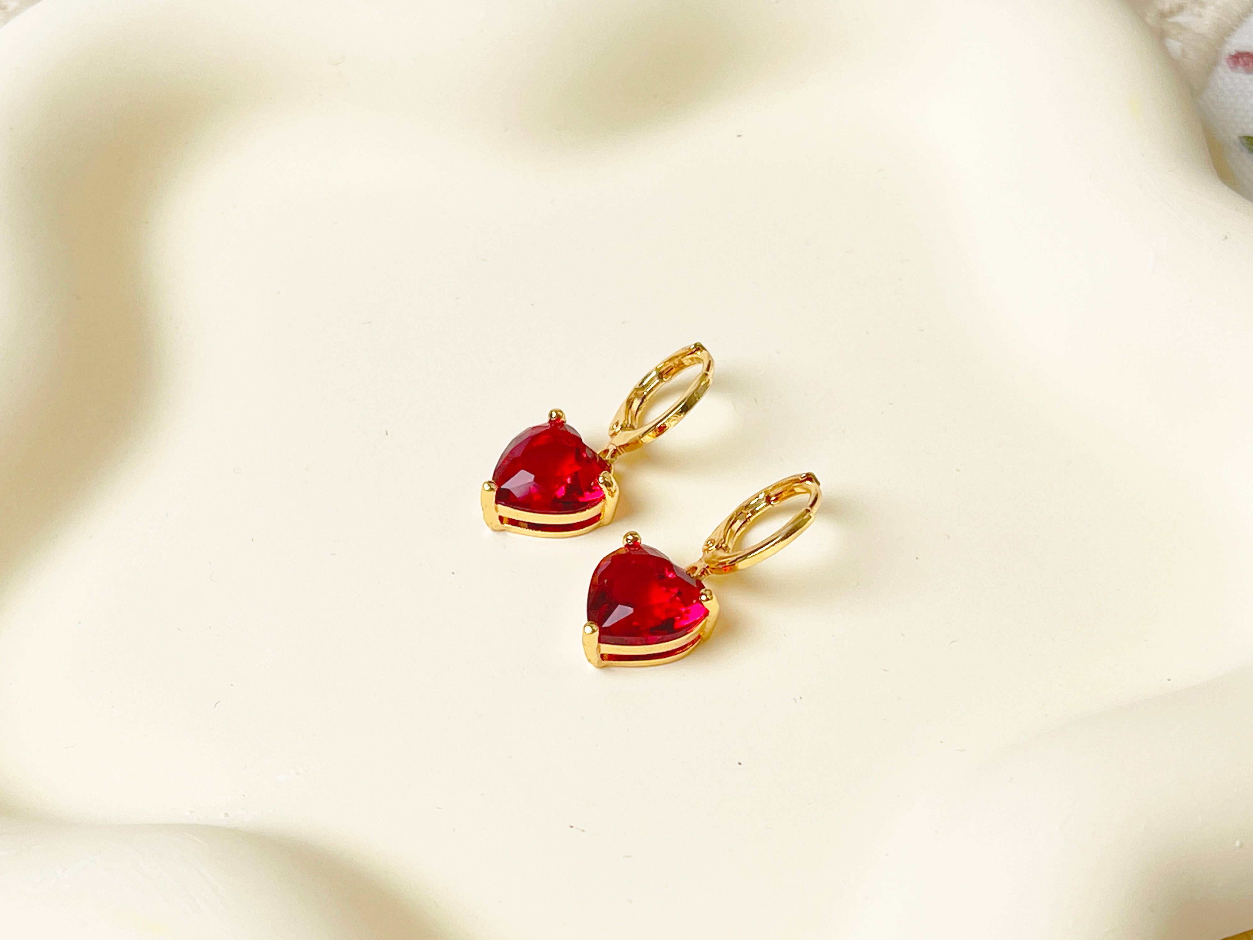 Melange Blanc - Vendita all'ingrosso Orecchini pendenti - Orecchini a cuore rosso E149, cerchi a cuore, orecchini pendenti a cuore10