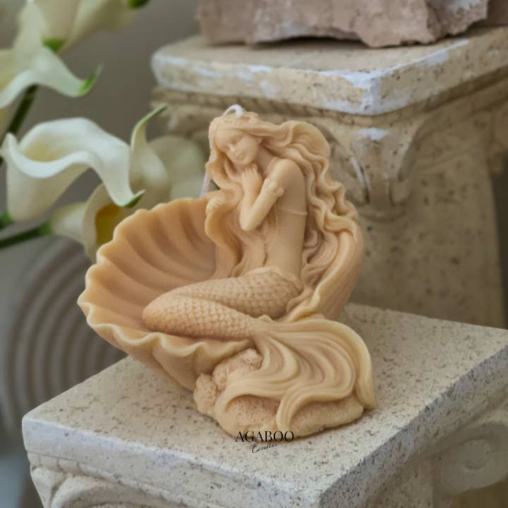 Agaboo Candle - Wholesale Novelty Candle - Mermaid Shell Candle 4x5in - Animals
