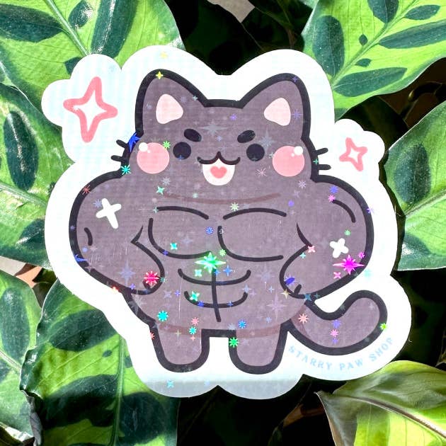 Buff Cat Stickers 3" | 14 Color Variations water resistant for wholesale by Starry Paw Shop