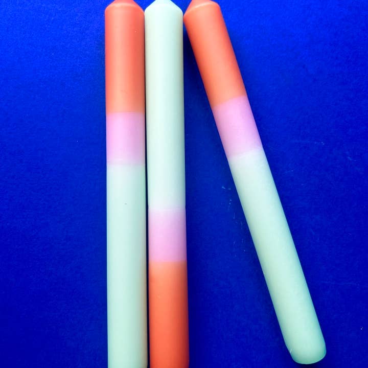 The Colour Emporium - Wholesale Tapered Candle/Candlestick - FISHERMAN'S FRIEND Dip Dye Dinner Candles Trio