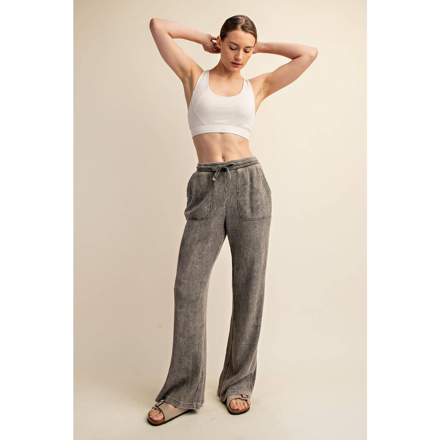 Rae Mode - Wholesale Athletic Pants - Women's - MINERAL WASHED WAFFLE STRAIGHT SWEATPANTS4