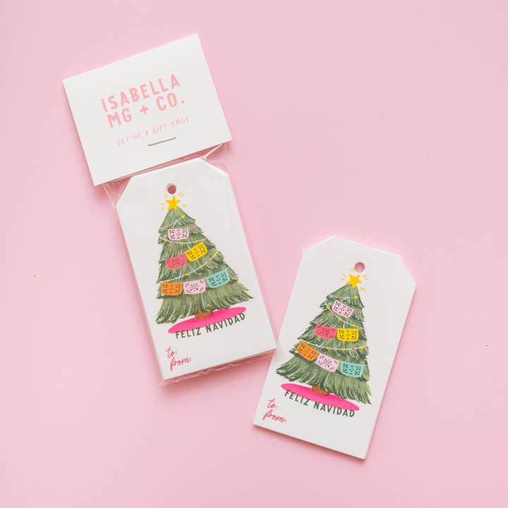 Isabella MG & Co. – wholesale Presentetikett – Papel Picado Navidad - Presentetikett Set, jul inslagning