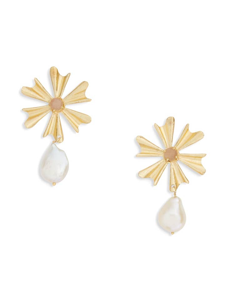 Amelia Earring | Peach Moonstone for wholesale by Ever Alice Studio