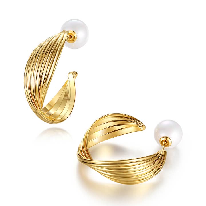 Golden Wave Hoop Earrings for wholesale by Classicharms